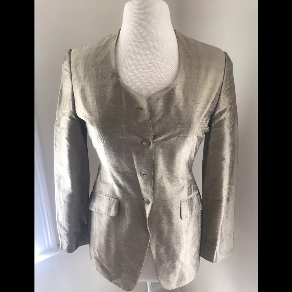 •Vintage• Silk Gold tone blazer- Size XS